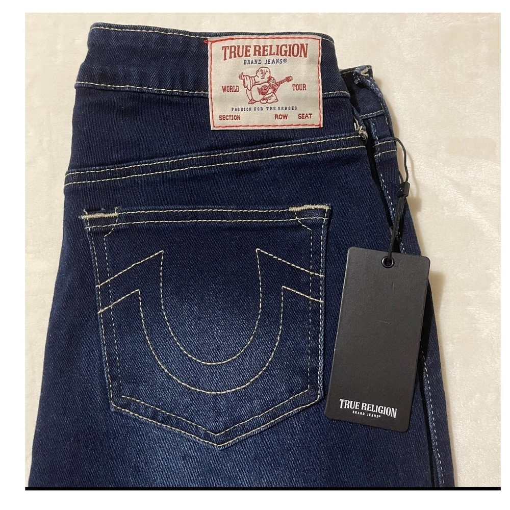 True Religion Sarah High Rise Straight Jeans Dark Mahogany Wood Wash Size 29 New